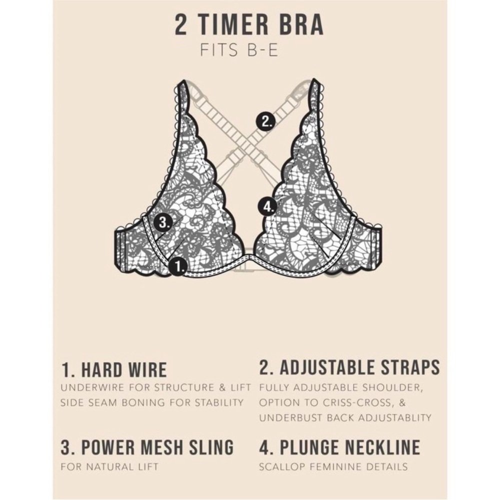 We Are HAH 2Timer Lace Convertible
Adjustable Racerback Bra Siren Red 28-36C - Picture 6 of 6